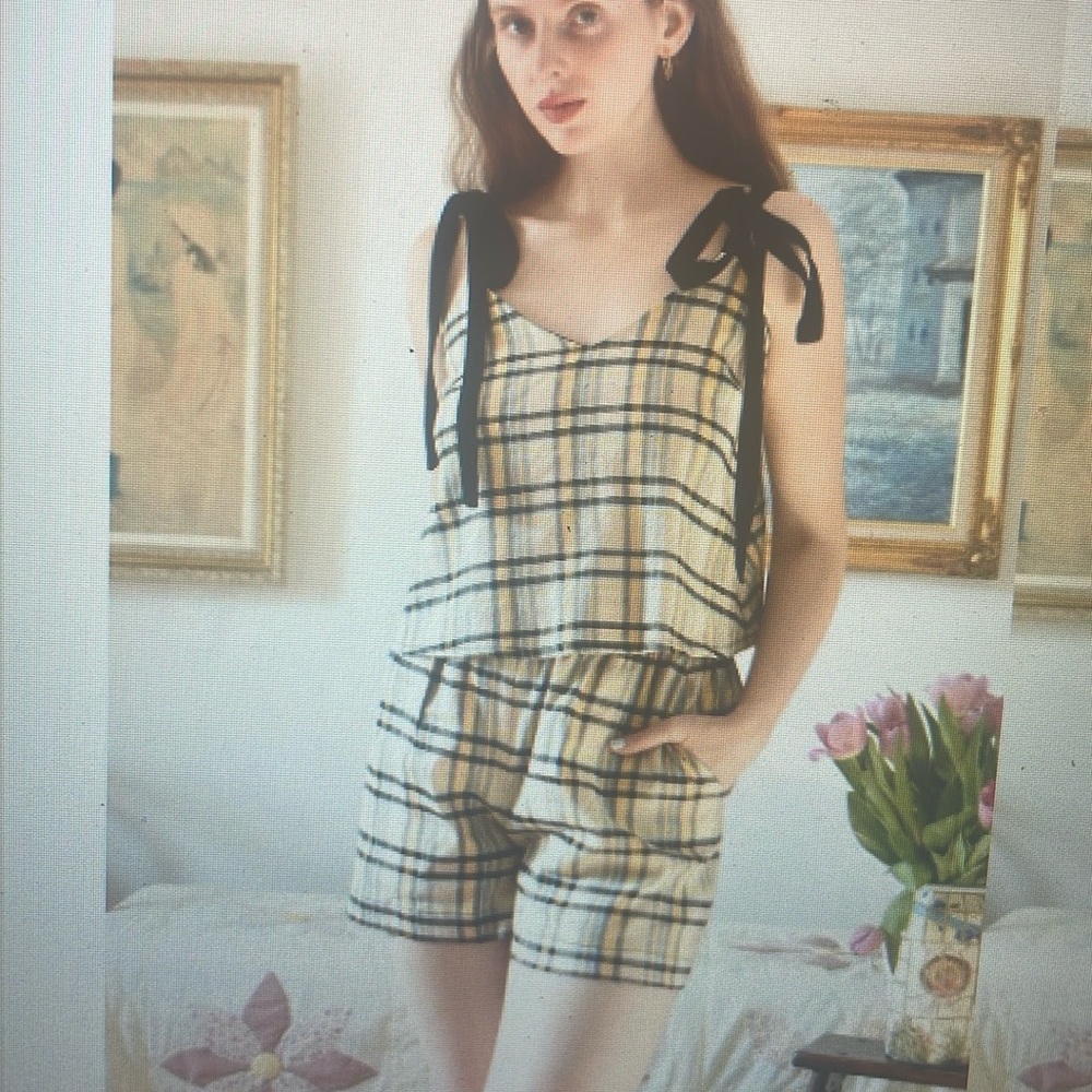 EVE GRAVEL Mina Linen Check top